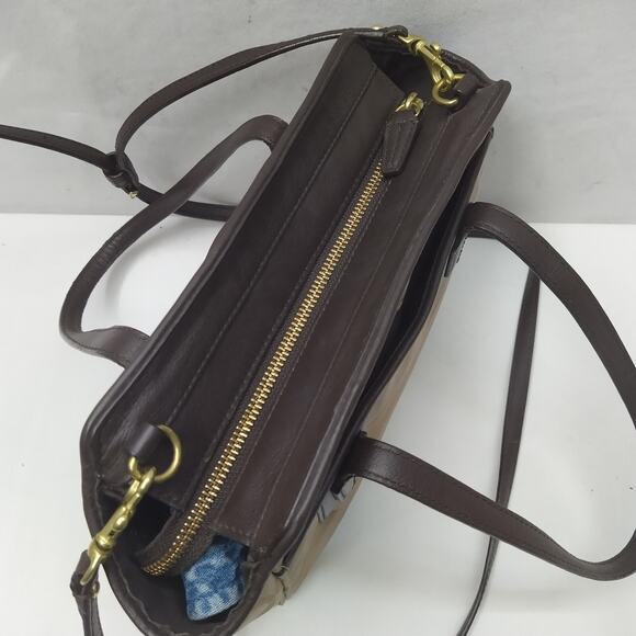 Coach Taylor Signature Light Tan Canvas Mini Tote Cross Body Bag Style# F28641 - Picture 10 of 16